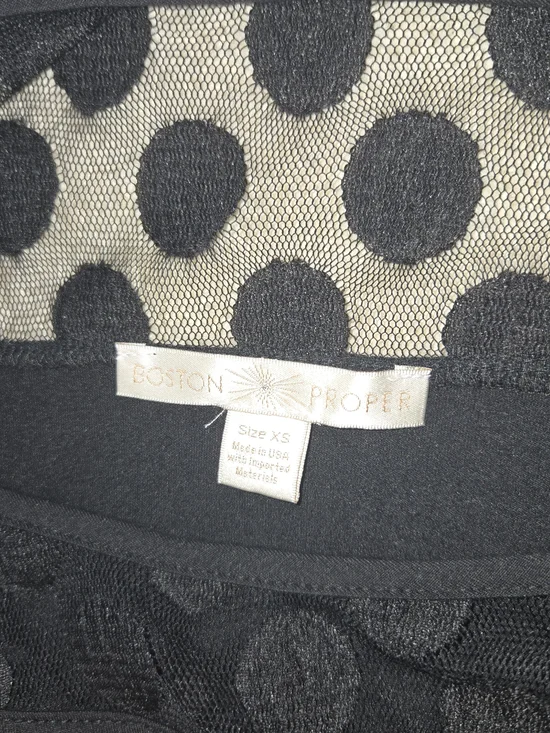 Boston Proper Black Polka Dot Mesh Top XS - Picture 4 of 5